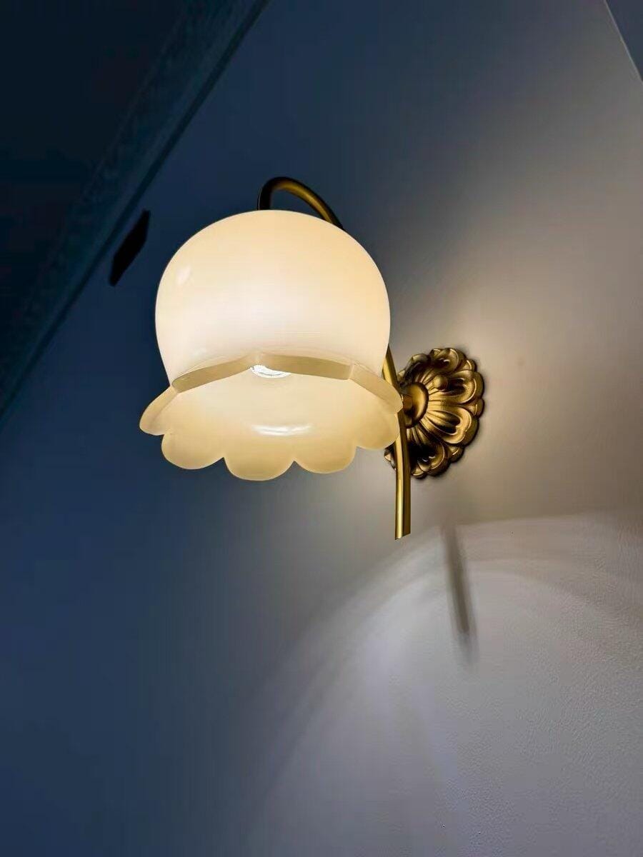 Customer photo review of Gold Brass Orchid Wall Light, Wall Sconce, Beige Resin Flowers