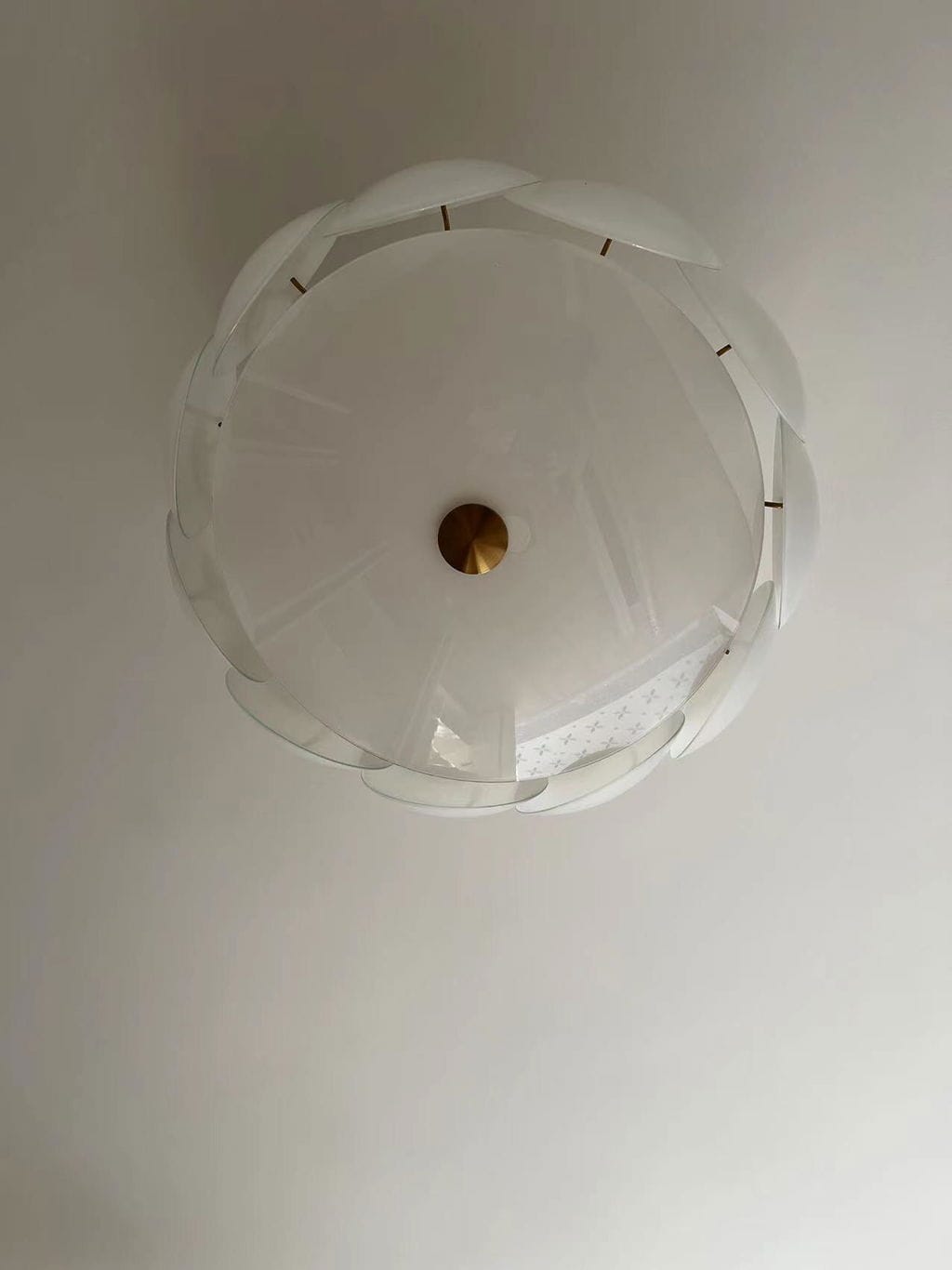 Customer photo review of Capiz Shell Chandelier, Brass Body, Layered Shades, Adjustable Chain