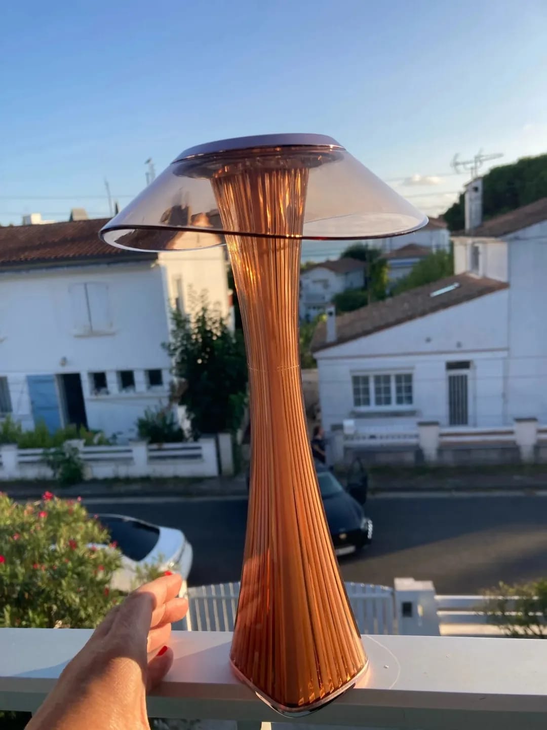 Customer photo review of Fluted Rechargeable Table Lamp, Mushroom Cap, Cordless, 27.4 cm