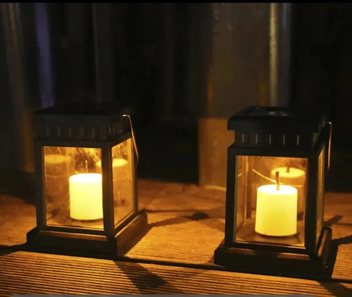 Customer photo review of Solar Lantern, Outdoor Garden Light with Handle, Black, IP65