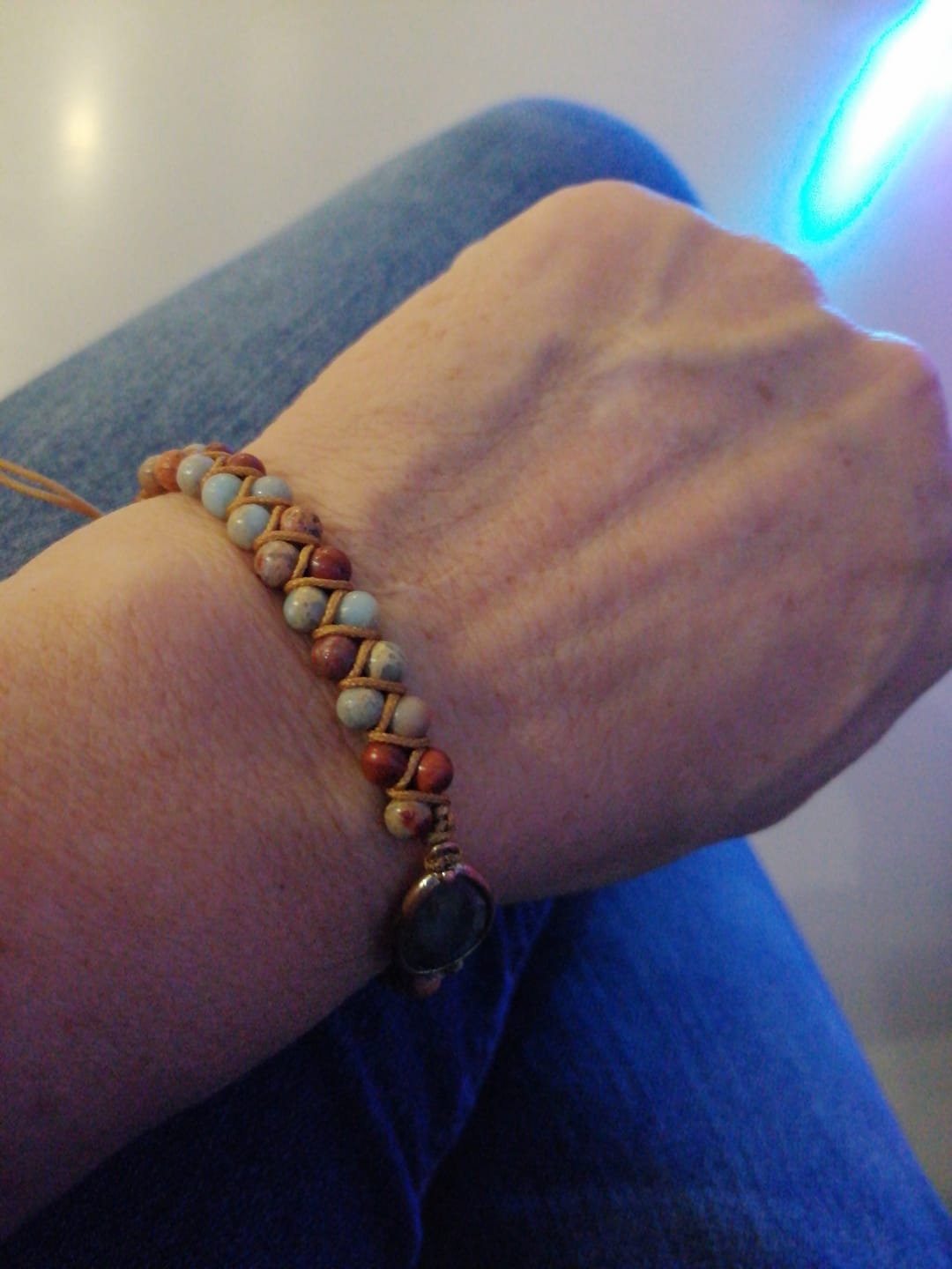 Customer photo review of Bracelet Tressé "Audace" en Jaspe & Labradorite