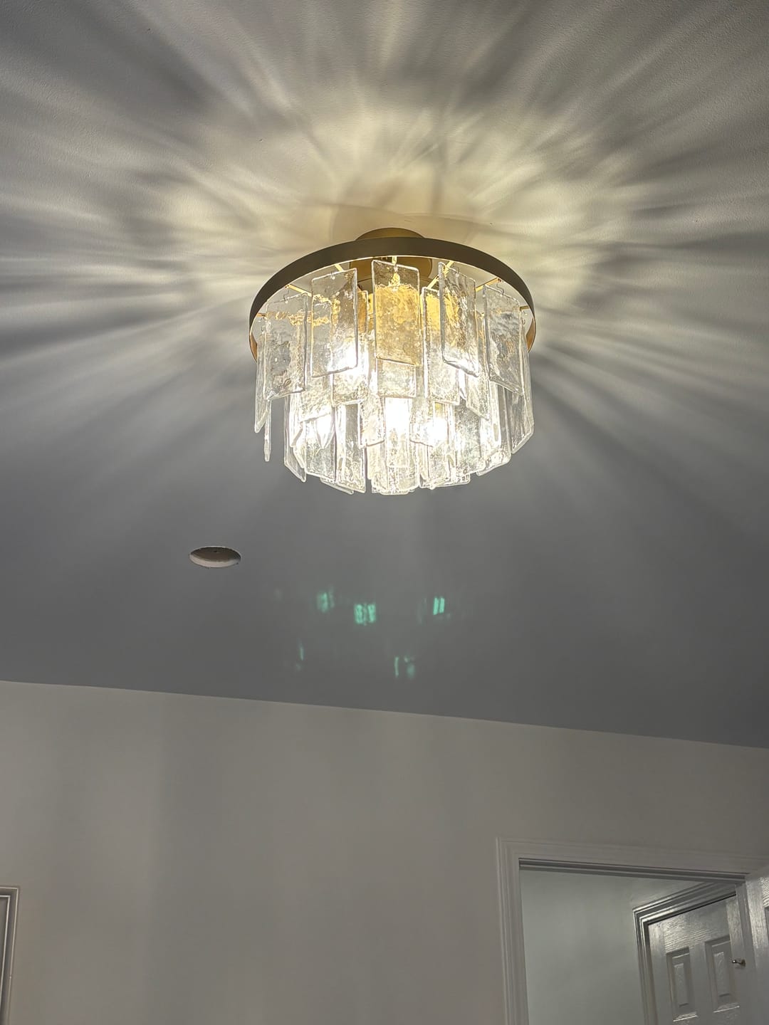 Customer photo review of Tiered Hammered Water Glass Round Semi Flush Mount