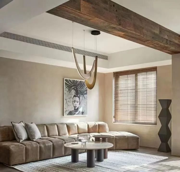 Customer photo review of Wood Chandelier, Solid Oak Boomerang Loops, Metal Frame, 92 cm