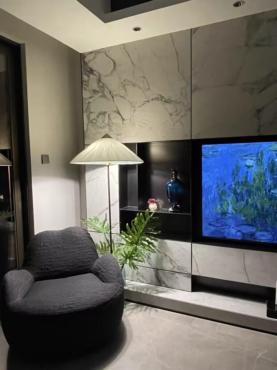 Customer photo review of Conical Shade Floor Lamp, Brass Stem, 64 cm Wide, Plug In