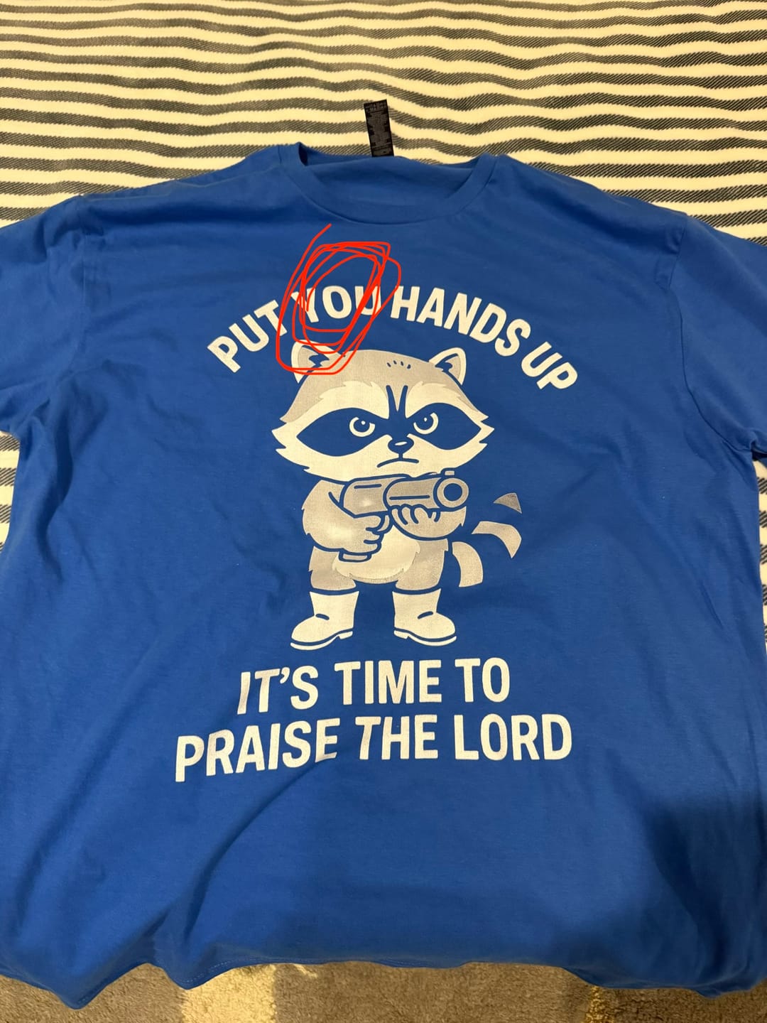 Customer photo review of Hands Up T-Shirt