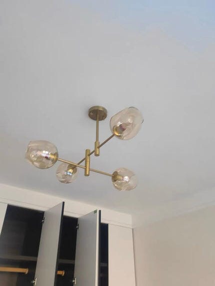 Customer photo review of Glass Globe Chandelier, Gold Finish Frame, Hardwired, Iron