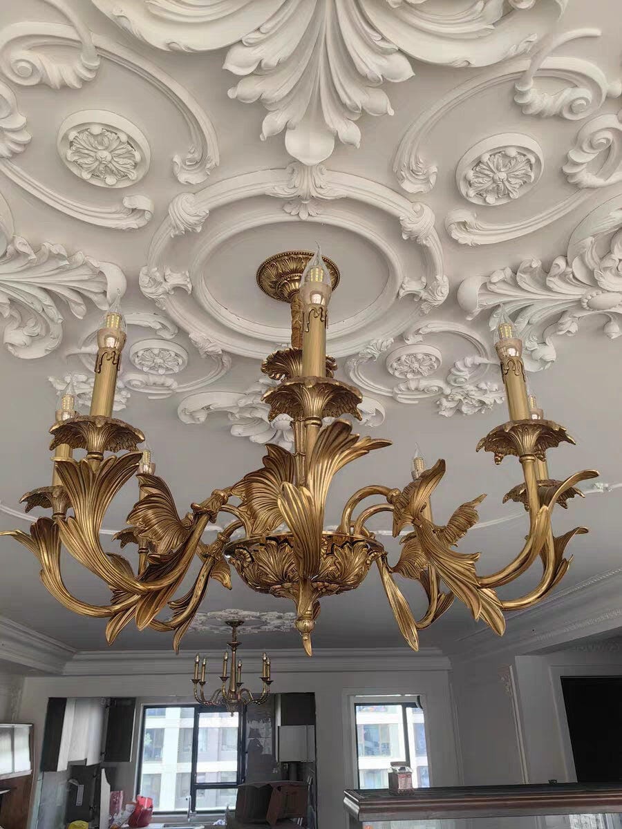 Customer photo review of Antique Brass Chandelier, Curved Arms, Candle Style Lights, 50 cm Tall