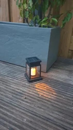 Customer photo review of Solar Lantern, Outdoor Garden Light with Handle, Black, IP65