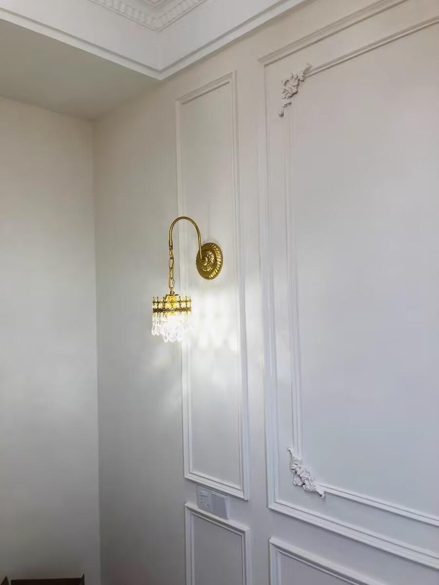 Customer photo review of Drop Crystal Wall Light, Wall Sconce, Copper Plated Arms, 48 cm