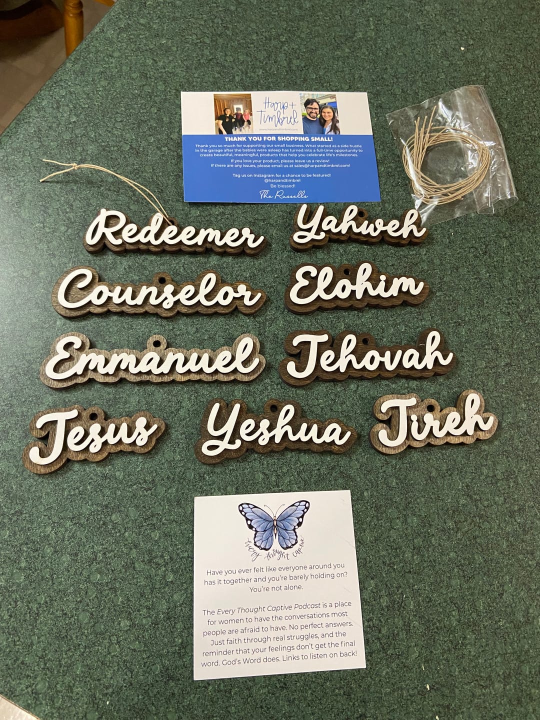 Customer photo review of Names of God Christmas Ornaments Set of 9