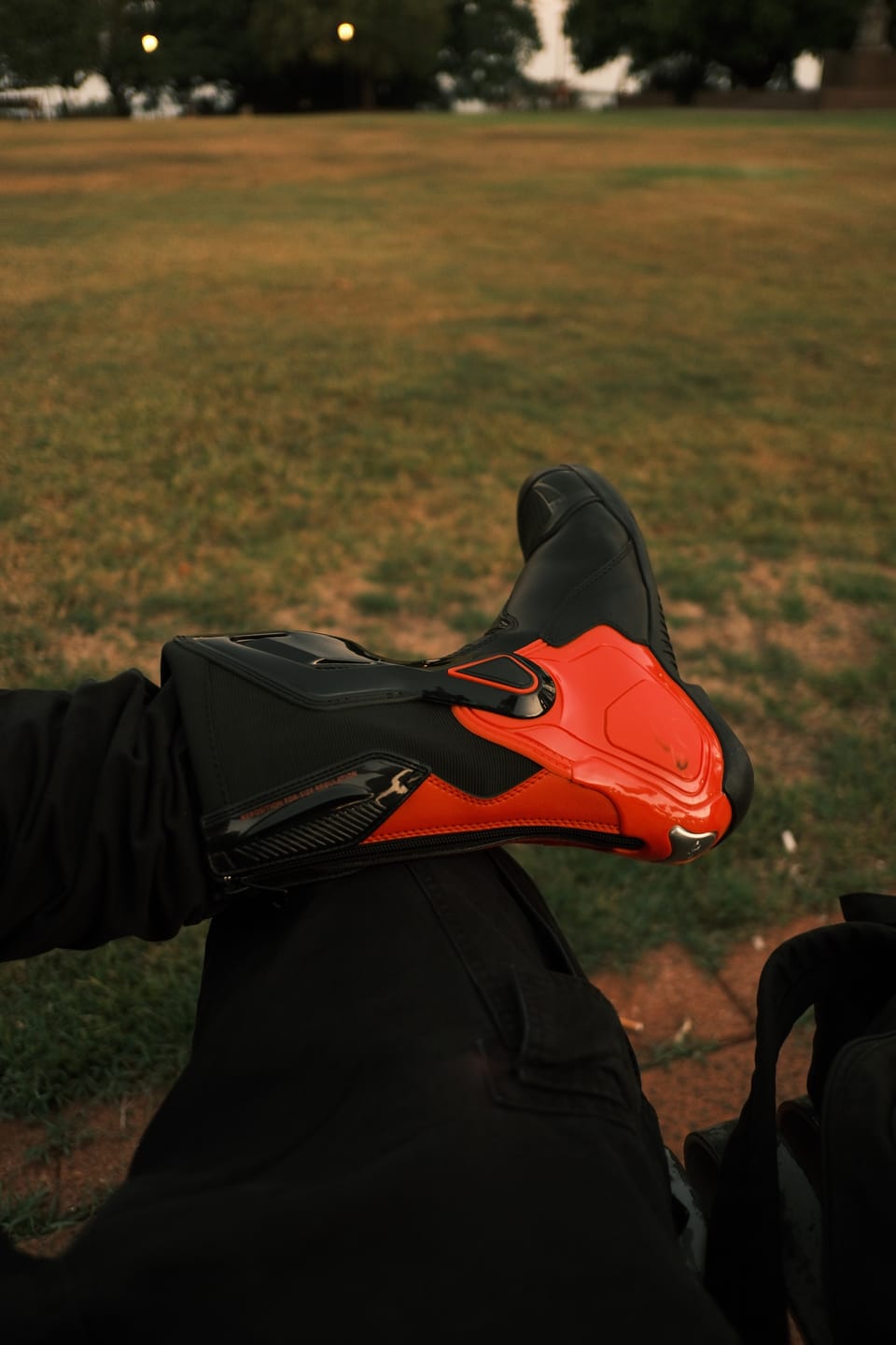 Customer photo review of Allgoal Motorcycle Boots Black Red