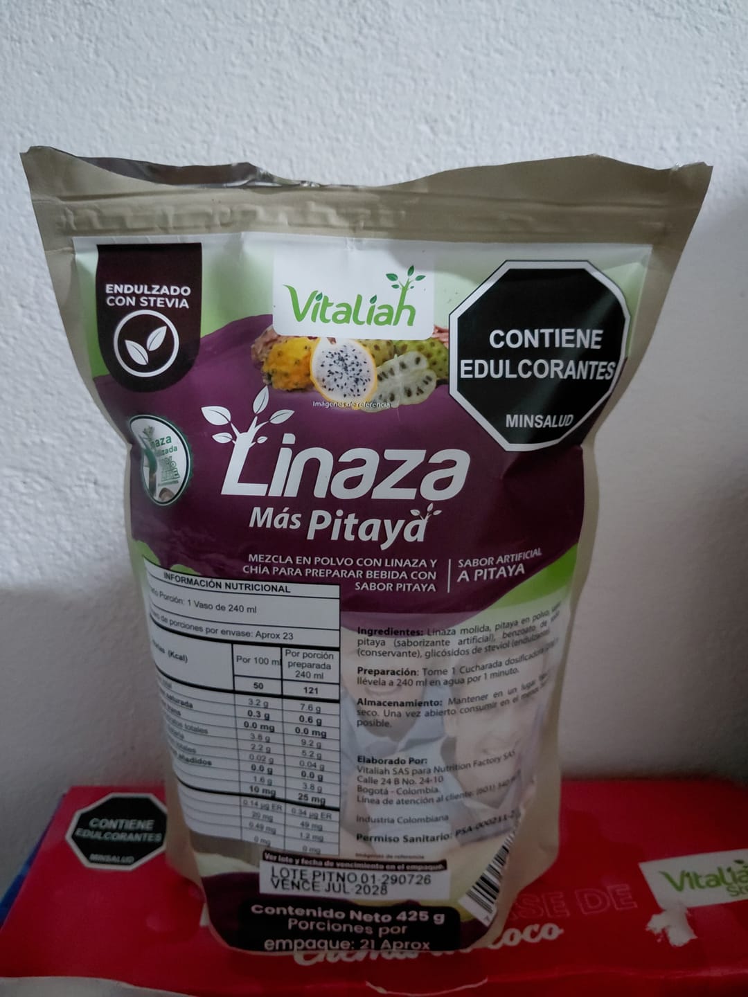 Customer photo review of Fibra Linaza Pitaya + Noni Doypack 425 g