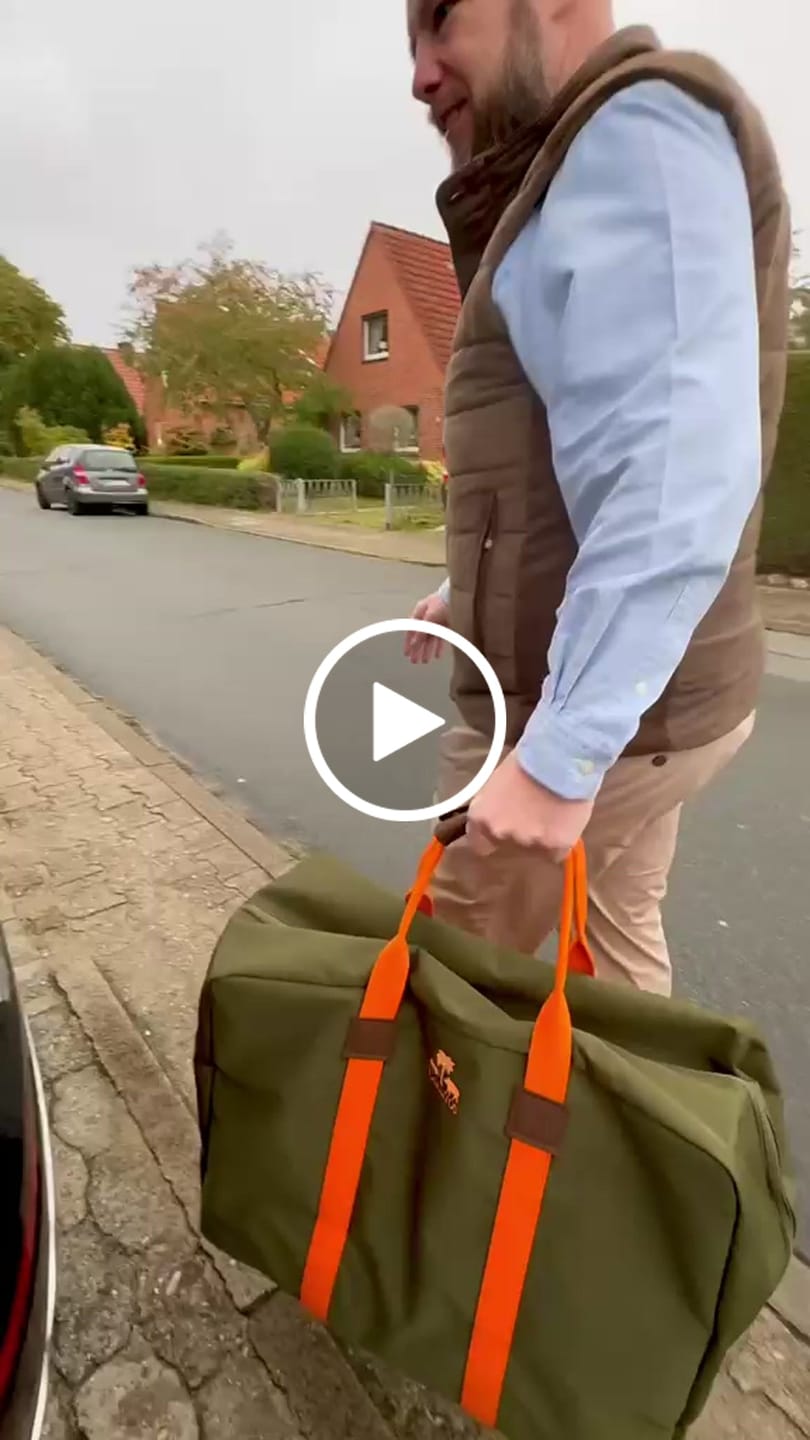 Customer video review of Cargobag HUNTING deluxe KODURA -KHAKI- mit orangem Gurtband