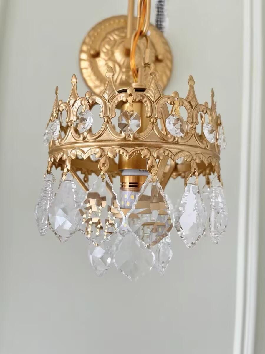 Customer photo review of Drop Crystal Wall Light, Wall Sconce, Copper Plated Arms, 48 cm