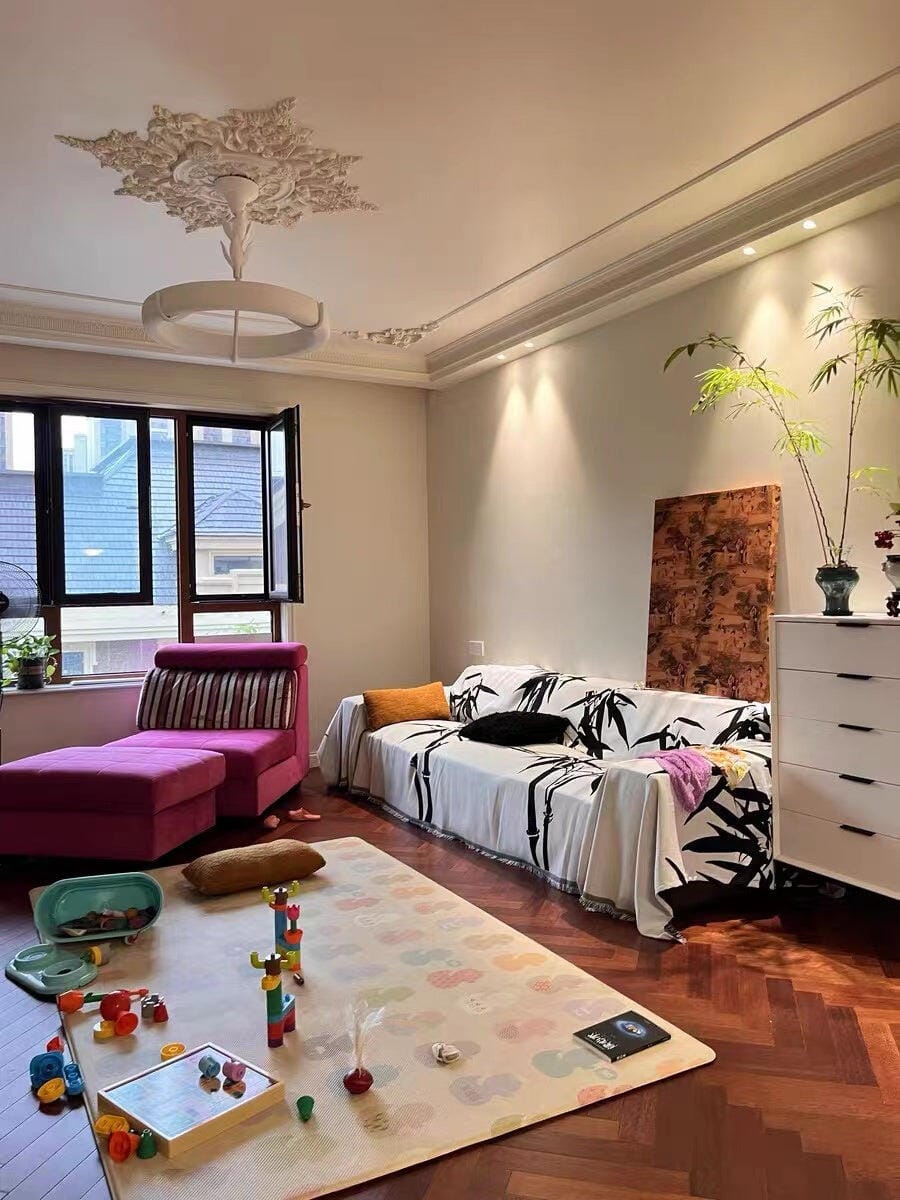 Customer photo review of Carved Plaster Chandelier, White Plaster and Metal, Integrated LED