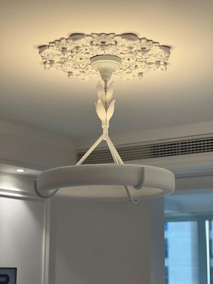 Customer photo review of Carved Plaster Chandelier, White Plaster and Metal, Integrated LED