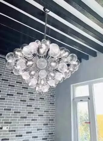 Customer photo review of Glass Sphere Cluster Chandelier, Chrome, 10–32 Lights, 40–100 cm