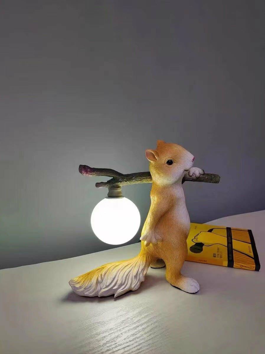 Customer photo review of Table Lamp, Cast Resin Squirrel Holding Glass Globe, 25 cm