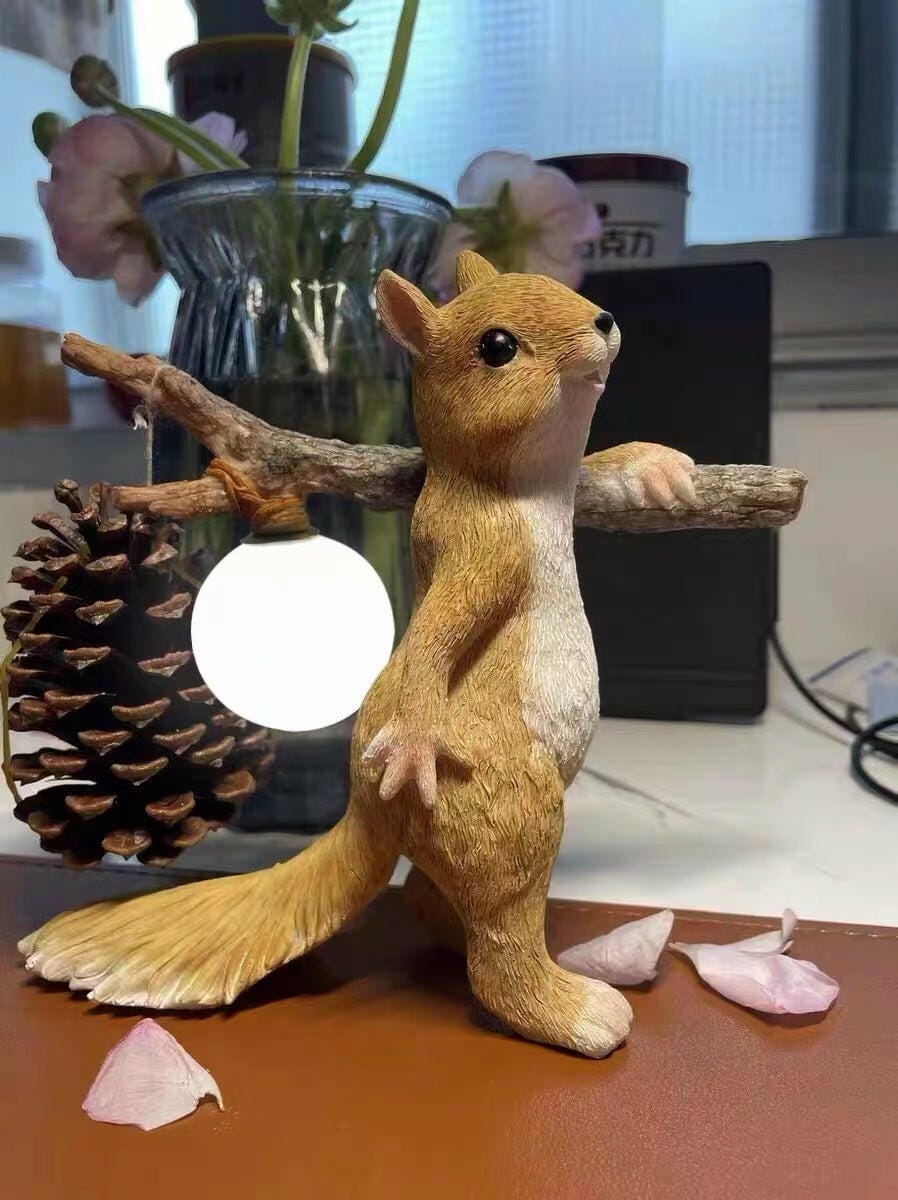 Customer photo review of Table Lamp, Cast Resin Squirrel Holding Glass Globe, 25 cm