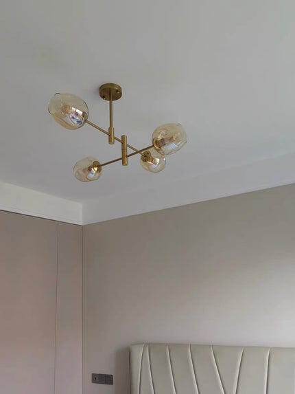Customer photo review of Glass Globe Chandelier, Gold Finish Frame, Hardwired, Iron