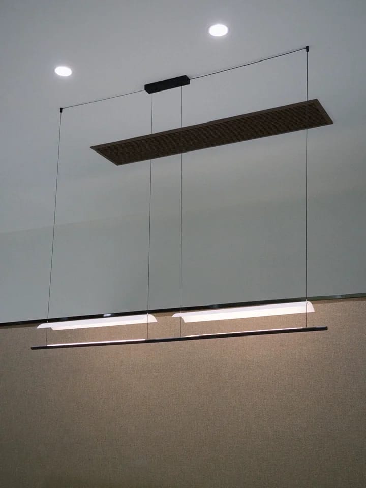Customer photo review of Nordic Minimalist LED Linear Pendant Light - Modern Industrial Hanging Chandelier for Dining Room, Kitchen Island, Bar & Office