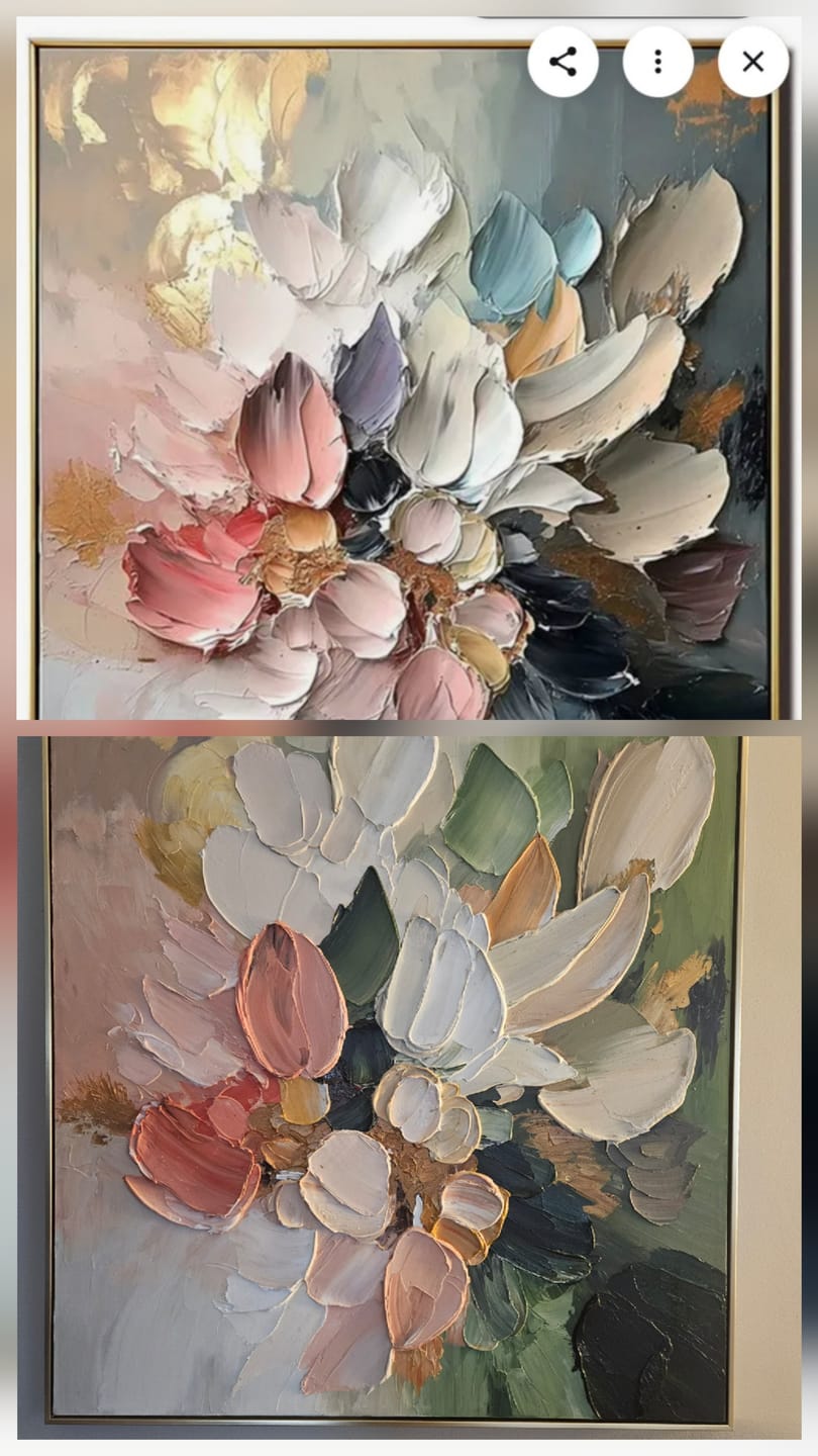 Customer photo review of Blossoms in Motion-Abstract Floral Oil Painting – Textured 3D Wall Art for Modern Interiors