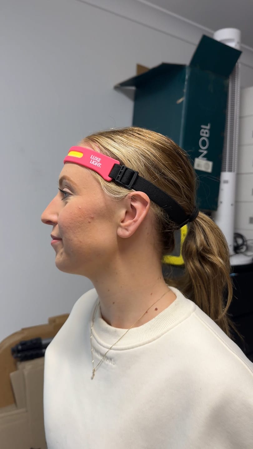 Customer photo review of Luxelight™ LED Headlamp — Limited Edition Color Collection