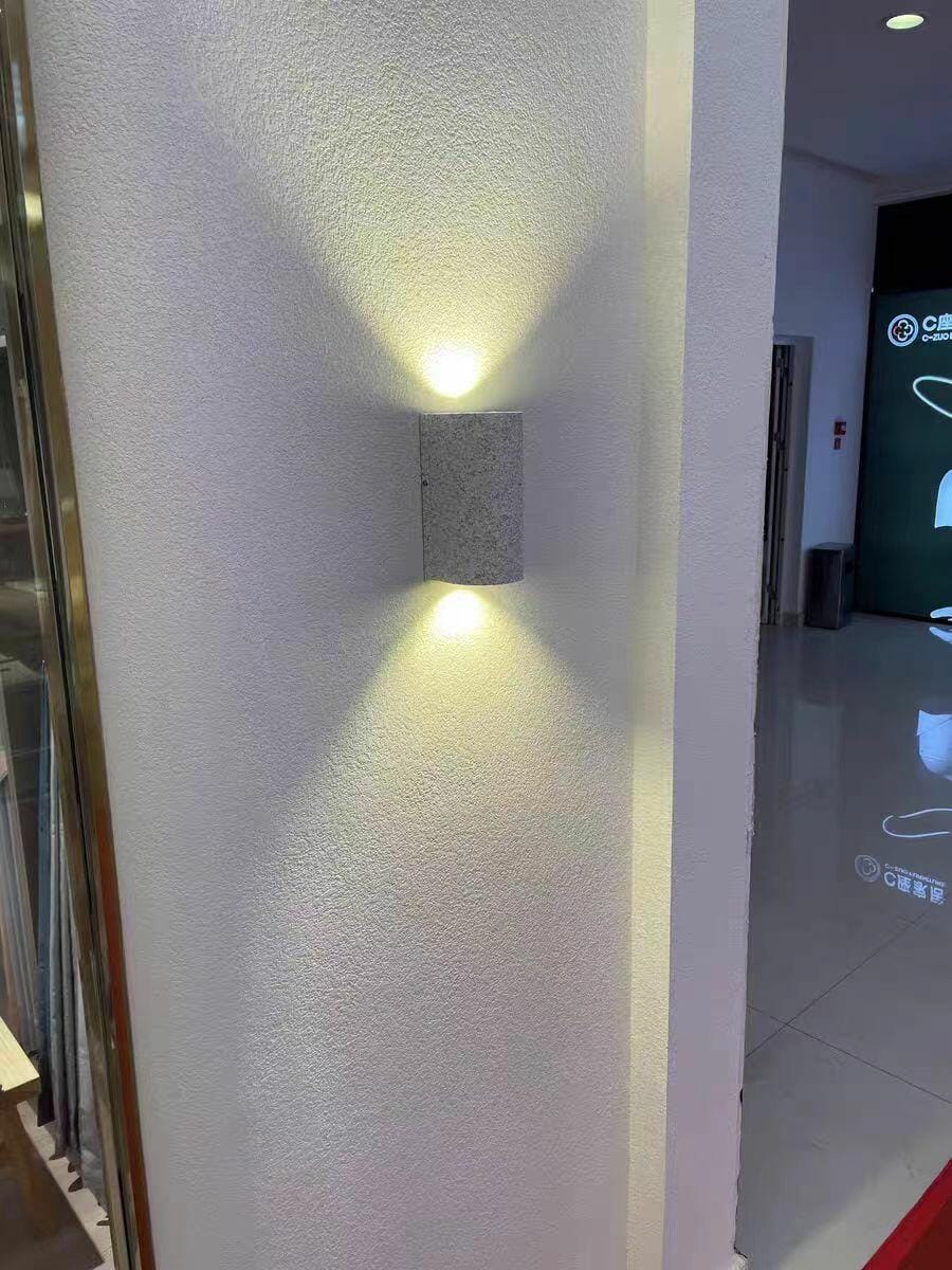 Customer photo review of Up and Down Travertine Wall Light, Cylinder, Wall Sconce