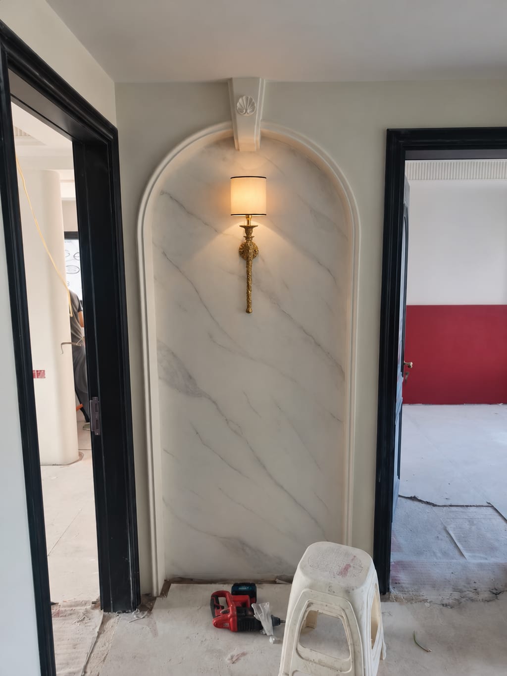 Customer photo review of Linen Shade Brass Wall Light, Antique Finish, Wall Sconce, 61 cm