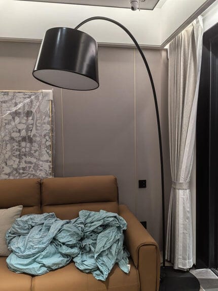 Customer photo review of Arc Floor Lamp, Domed Shade, Metal Arm, 190 cm Reach, 220 cm Tall