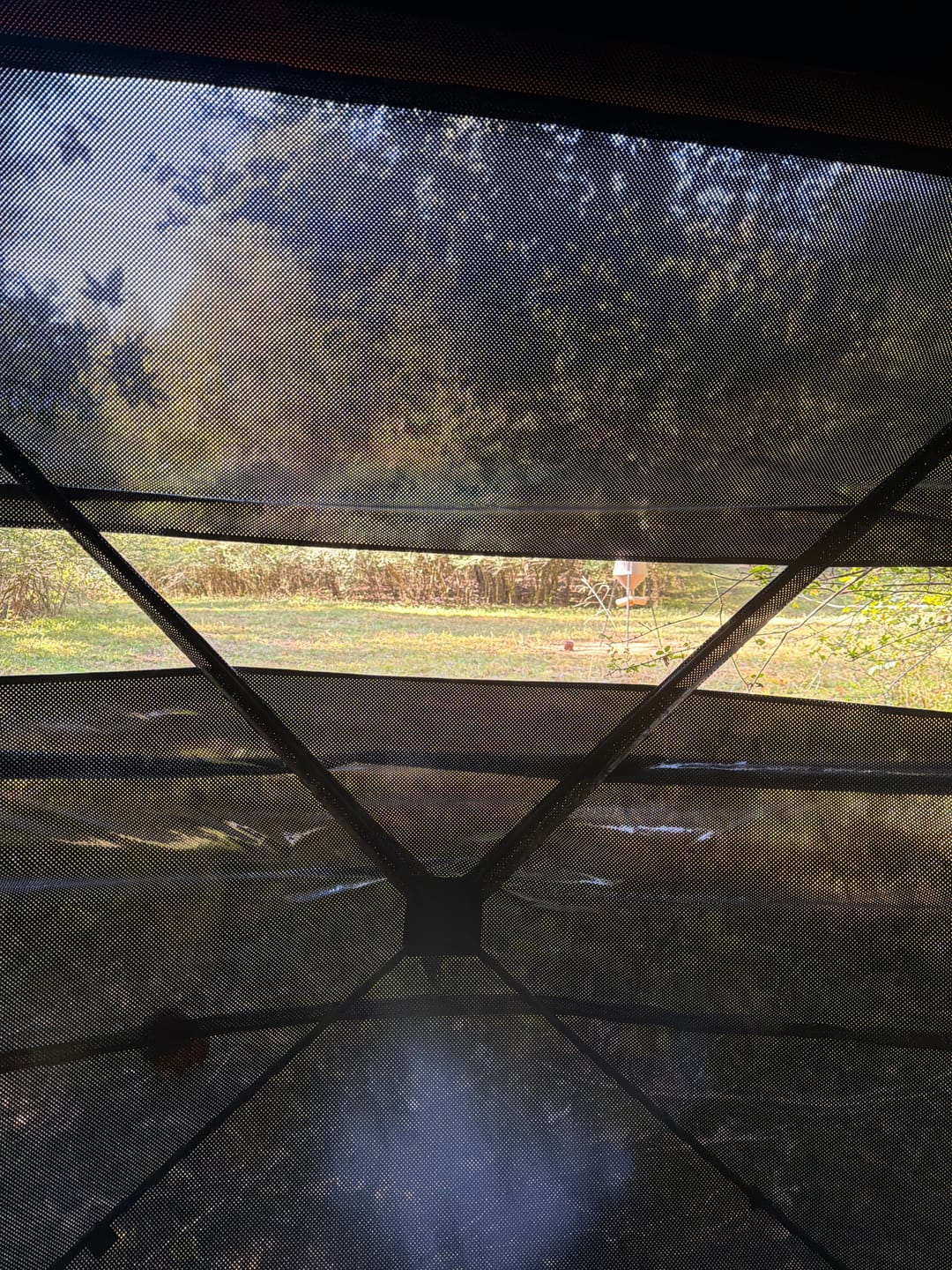 Customer photo review of FlipGuard 270 Hunting Blind See Through Blaze Orange | Portable 3-4 Person Weatherproof Pop Up Ground Blind for Deer with Big Flipping Door