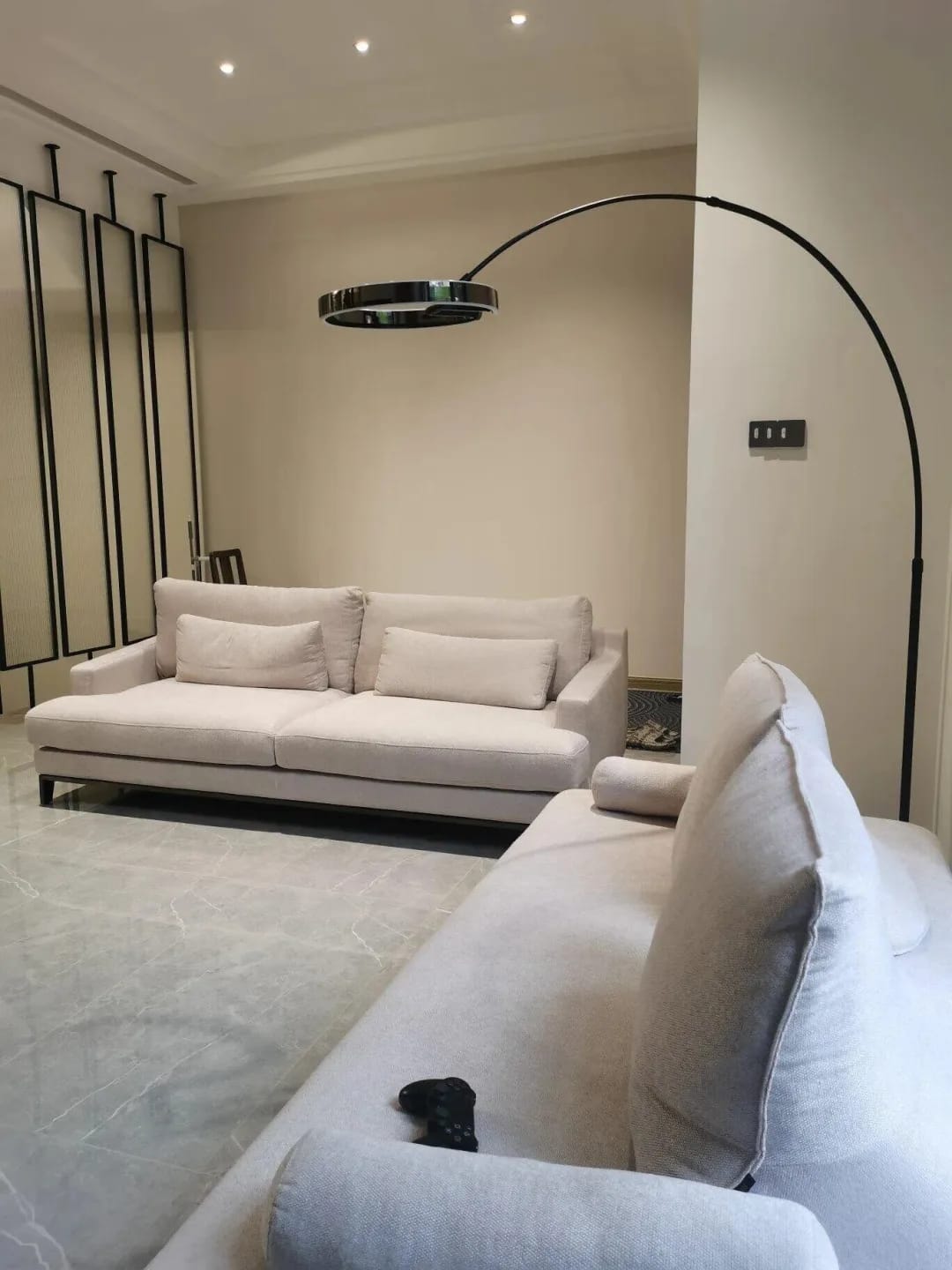 Customer photo review of Arc Floor Lamp, Double Ring Head, Curved Aluminium Arm, LED
