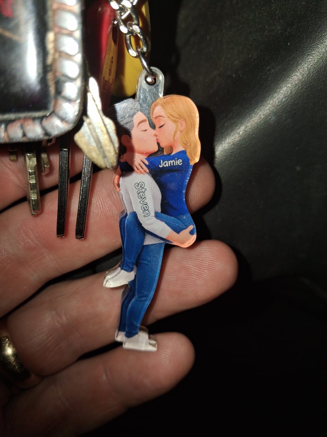 Customer photo review of Kissing Couple - Personalized Keychain, Gift for Couple