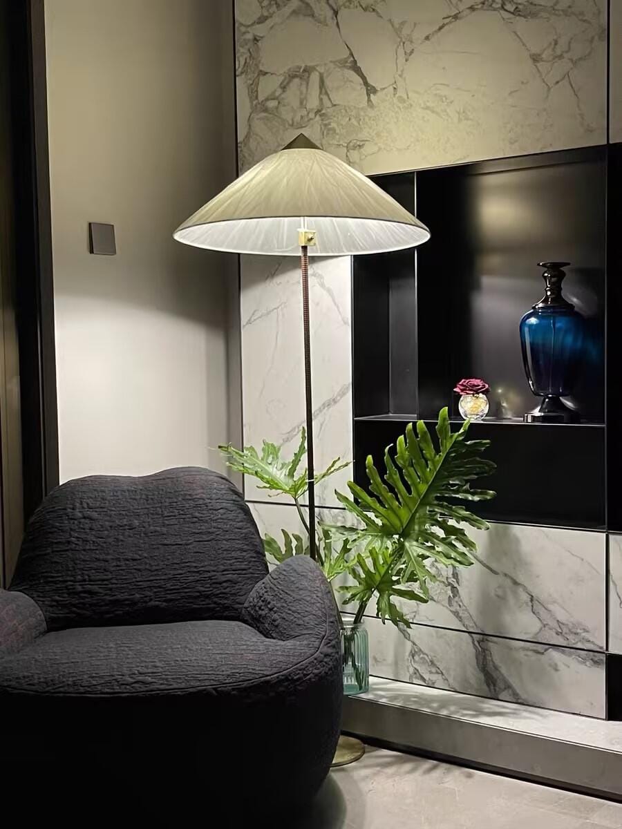 Customer photo review of Conical Shade Floor Lamp, Brass Stem, 64 cm Wide, Plug In