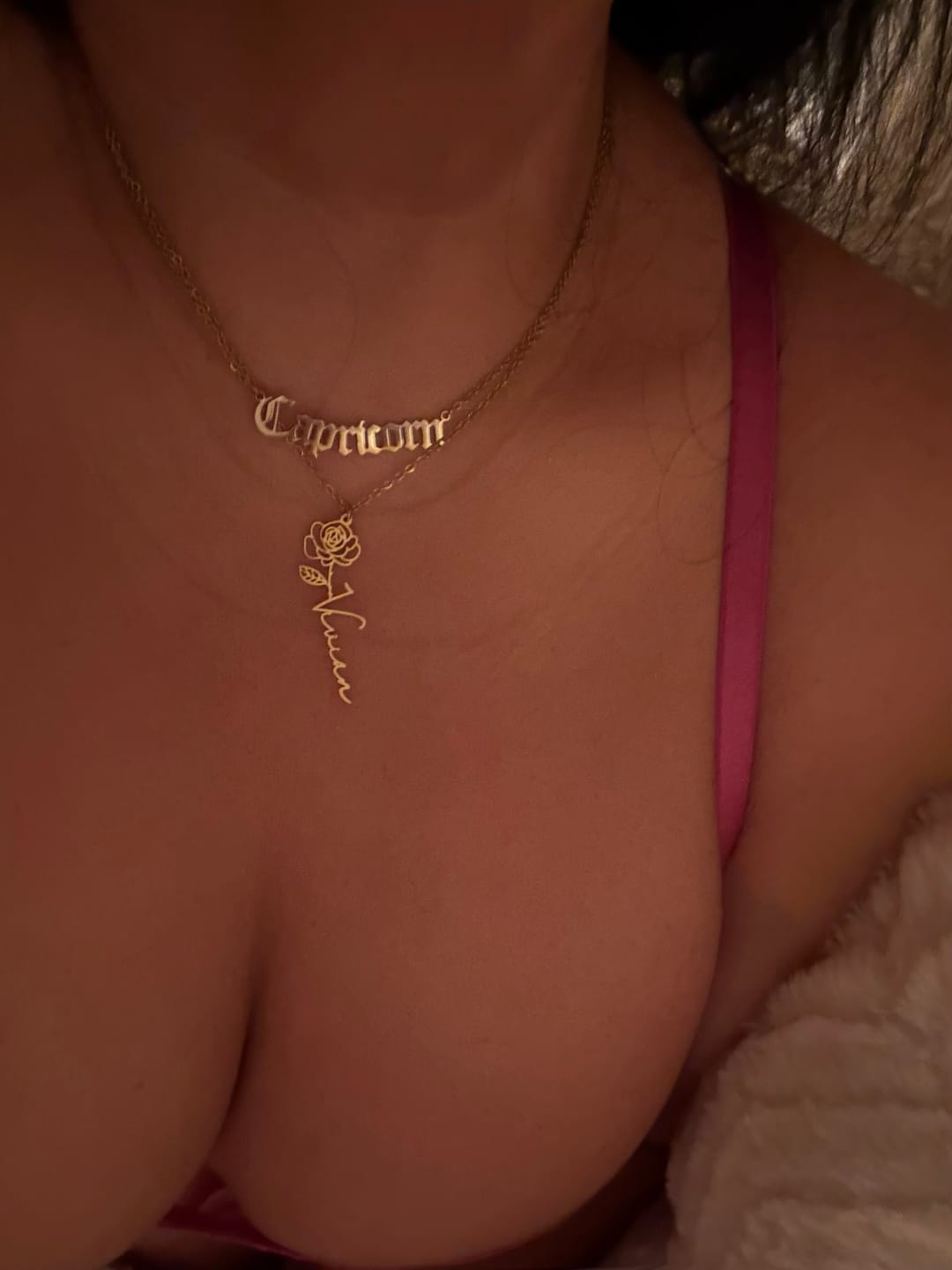 Customer photo review of Birth Flower Name Necklace