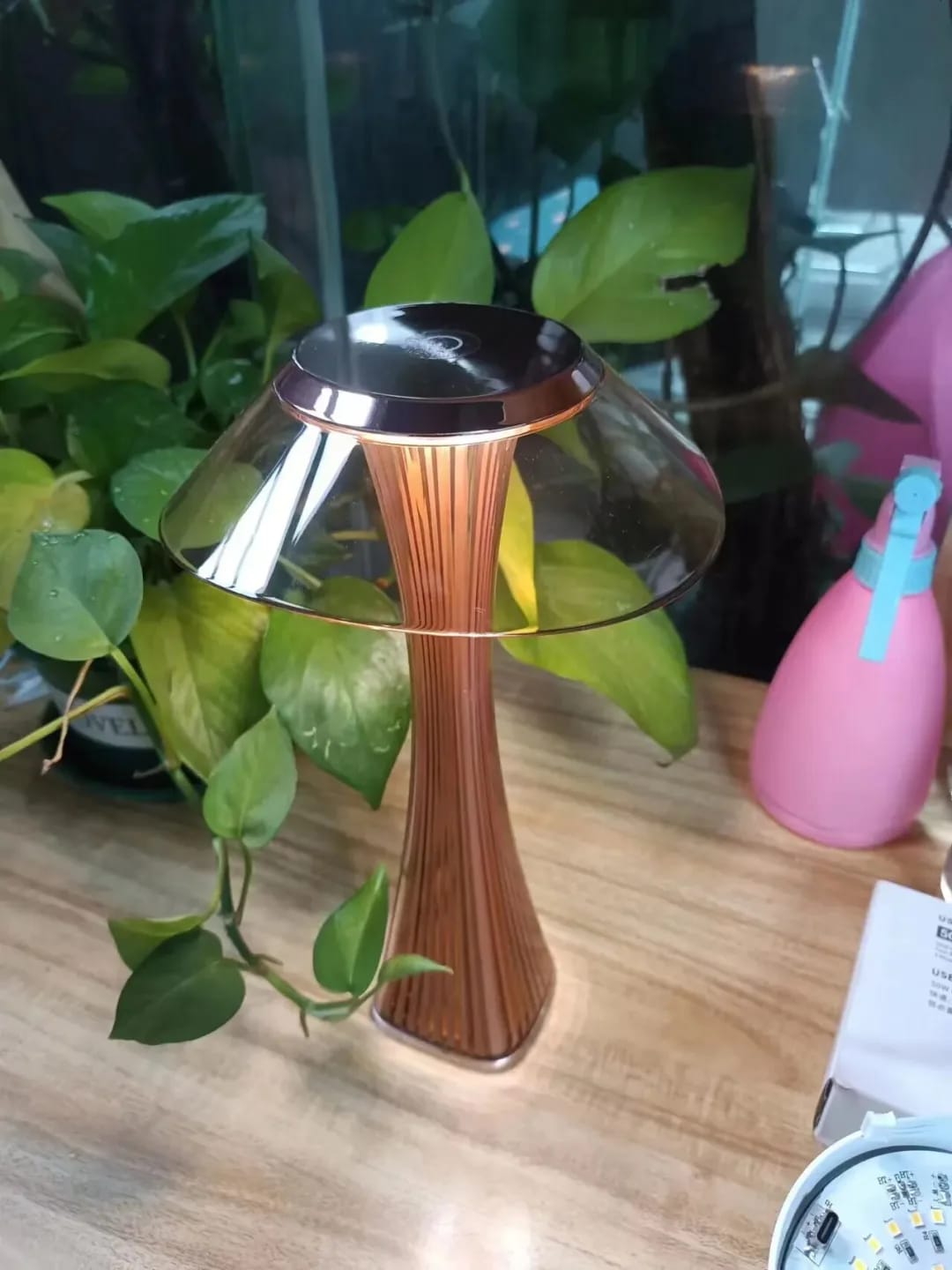 Customer photo review of Fluted Rechargeable Table Lamp, Mushroom Cap, Cordless, 27.4 cm