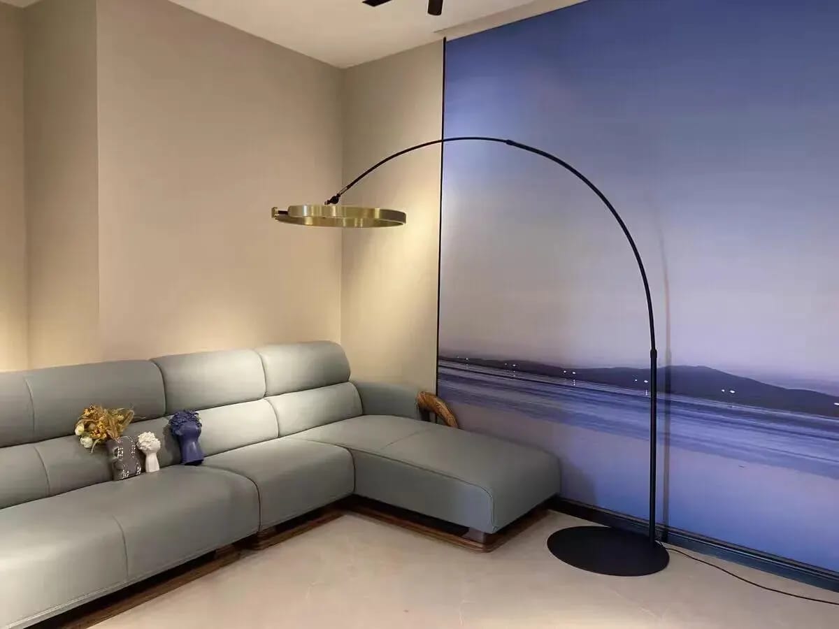 Customer photo review of Arc Floor Lamp, Double Ring Head, Curved Aluminium Arm, LED
