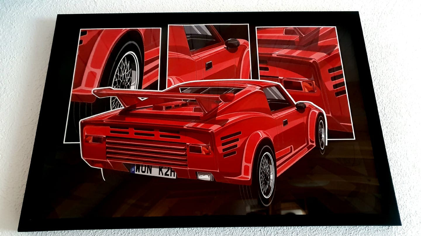 Customer photo review of Personalisiertes Auto-Porträt als Poster illustriert im Metall-Rahmen – handgezeichnet & gerahmt