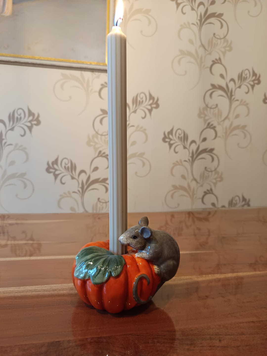 Customer photo review of Kürbis Kerzenhalter mit Maus Keramik Herbstdeko