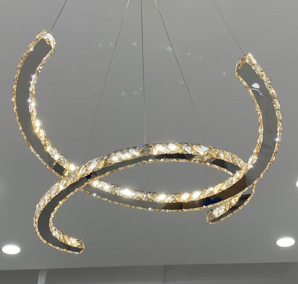 Customer photo review of Silver K9 Crystal Pendant Light, Stainless Steel, Integrated LED