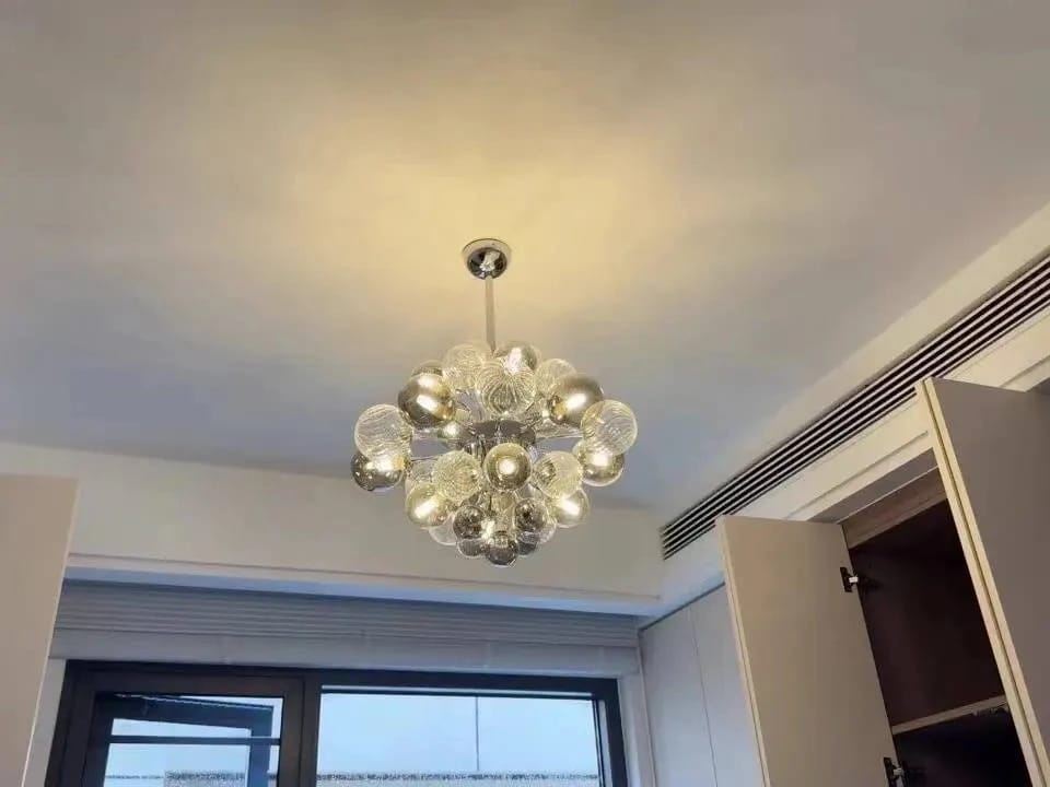 Customer photo review of Glass Sphere Cluster Chandelier, Chrome, 10–32 Lights, 40–100 cm