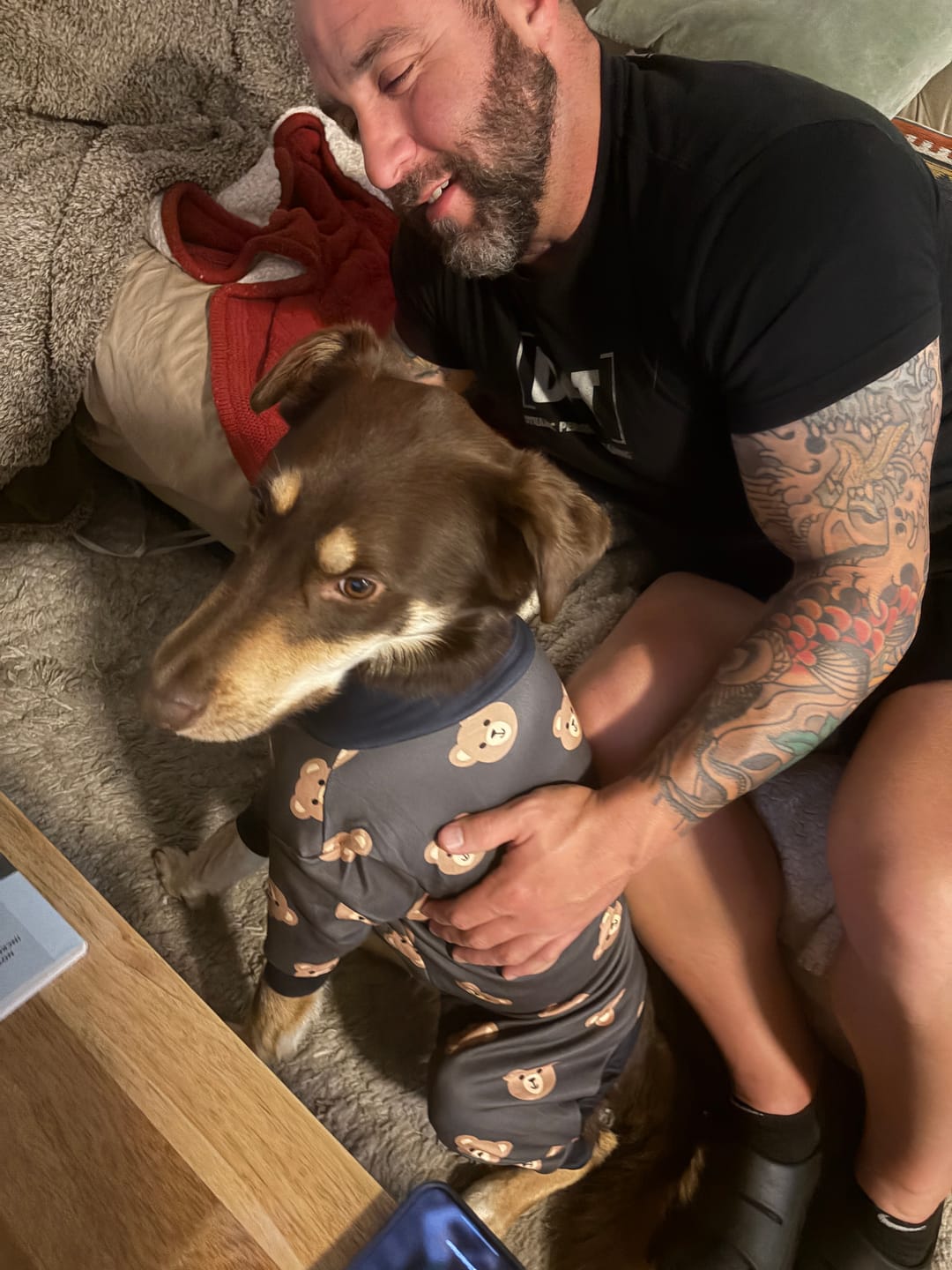 Customer photo review of Dog Pajama - Bear Black