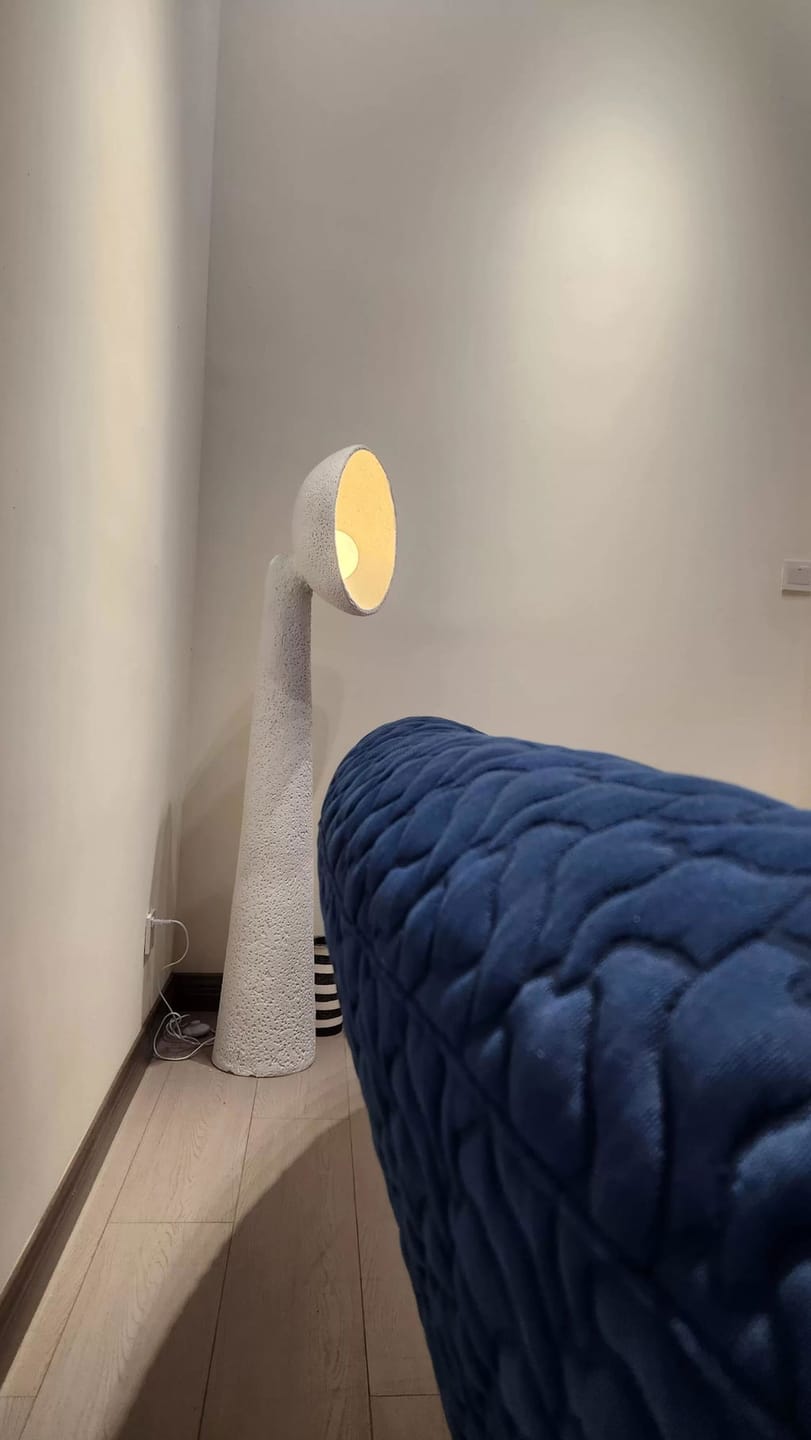 Customer photo review of Disc Shade Floor Lamp, White Resin, Tapered Base, 40 cm Wide