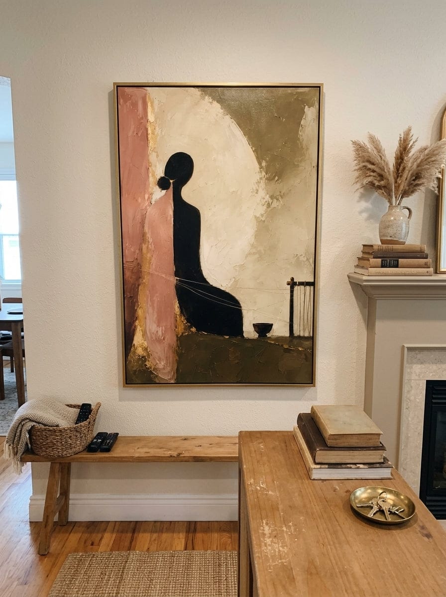 Customer photo review of "Olive Stillness" - Minimalist Seated Woman | Beige Blush & Olive Contemporary Figure Art