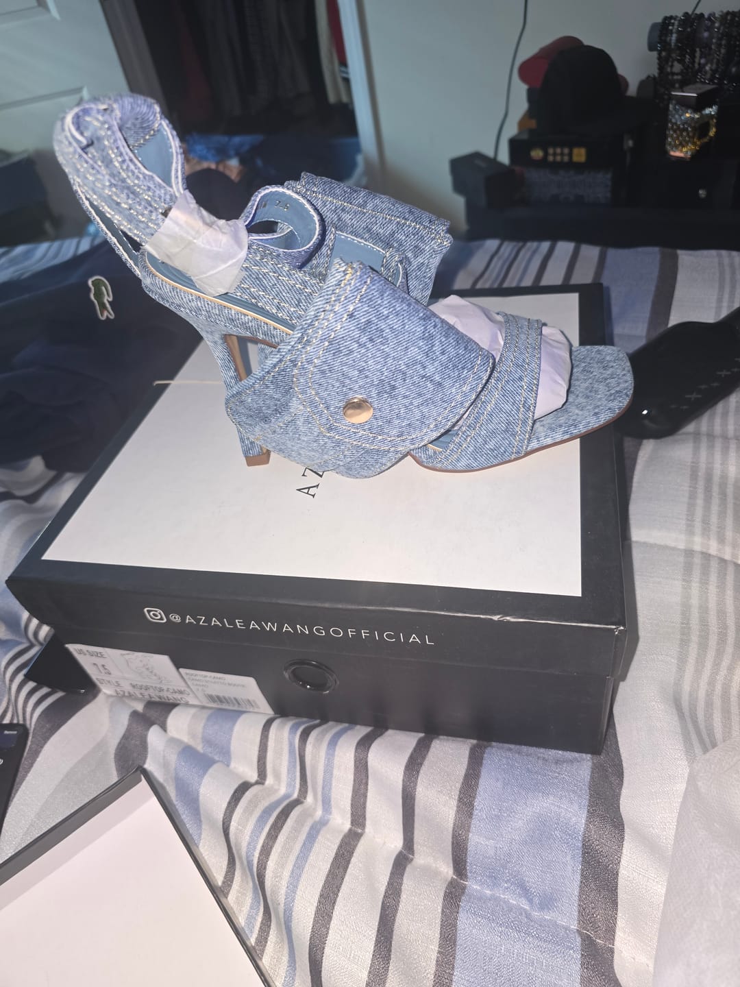 Customer photo review of KERSHAW-DENIM POCKET STILETTO SANDAL