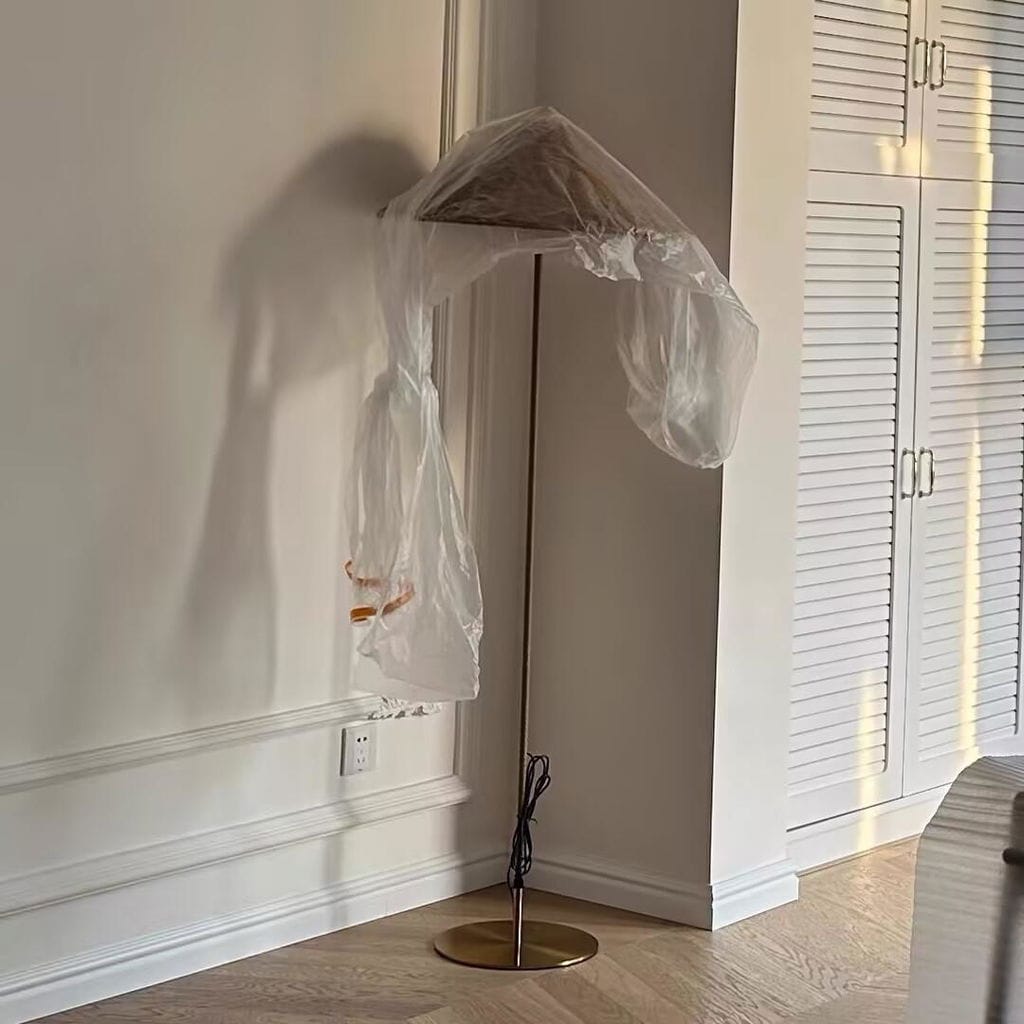 Customer photo review of Conical Shade Floor Lamp, Brass Stem, 64 cm Wide, Plug In