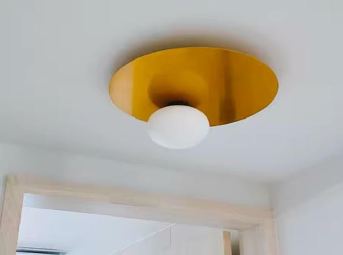 Customer photo review of Milk Glass Ceiling Light with Globe Shade, Metal Disc, 36 or 48 cm
