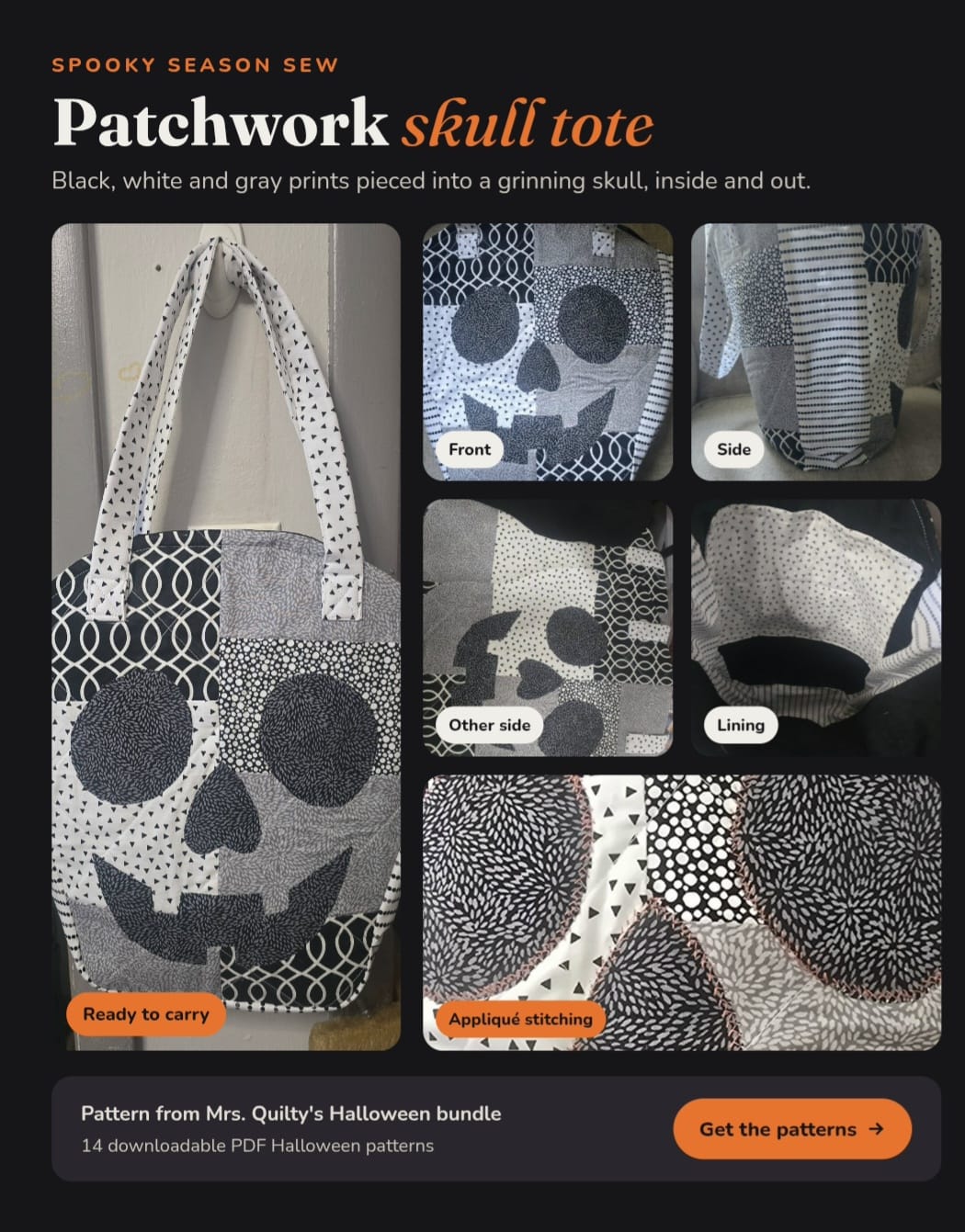 Customer photo review of Spooky Patchwork Tote Digital PDF Pattern