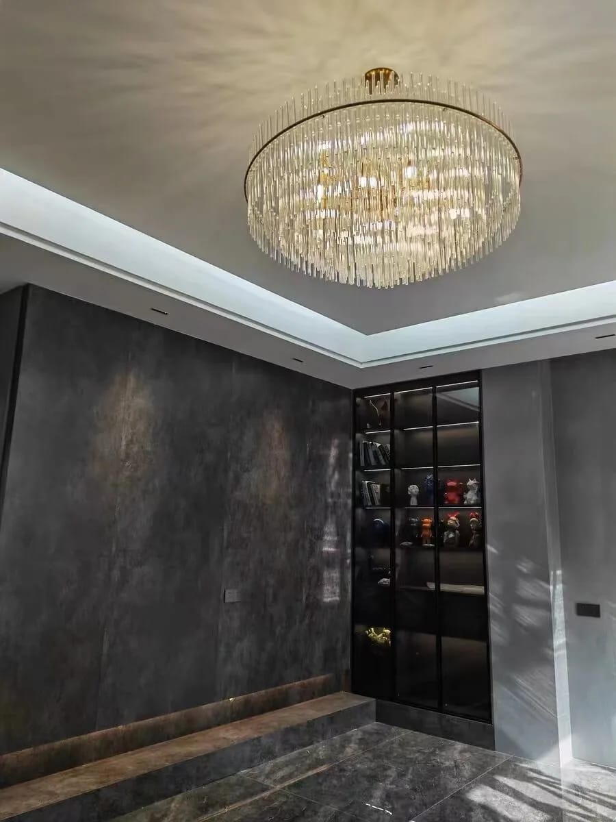 Customer photo review of Glass Rod Cascade Chandelier, Round or Linear, 50–120 cm, LED