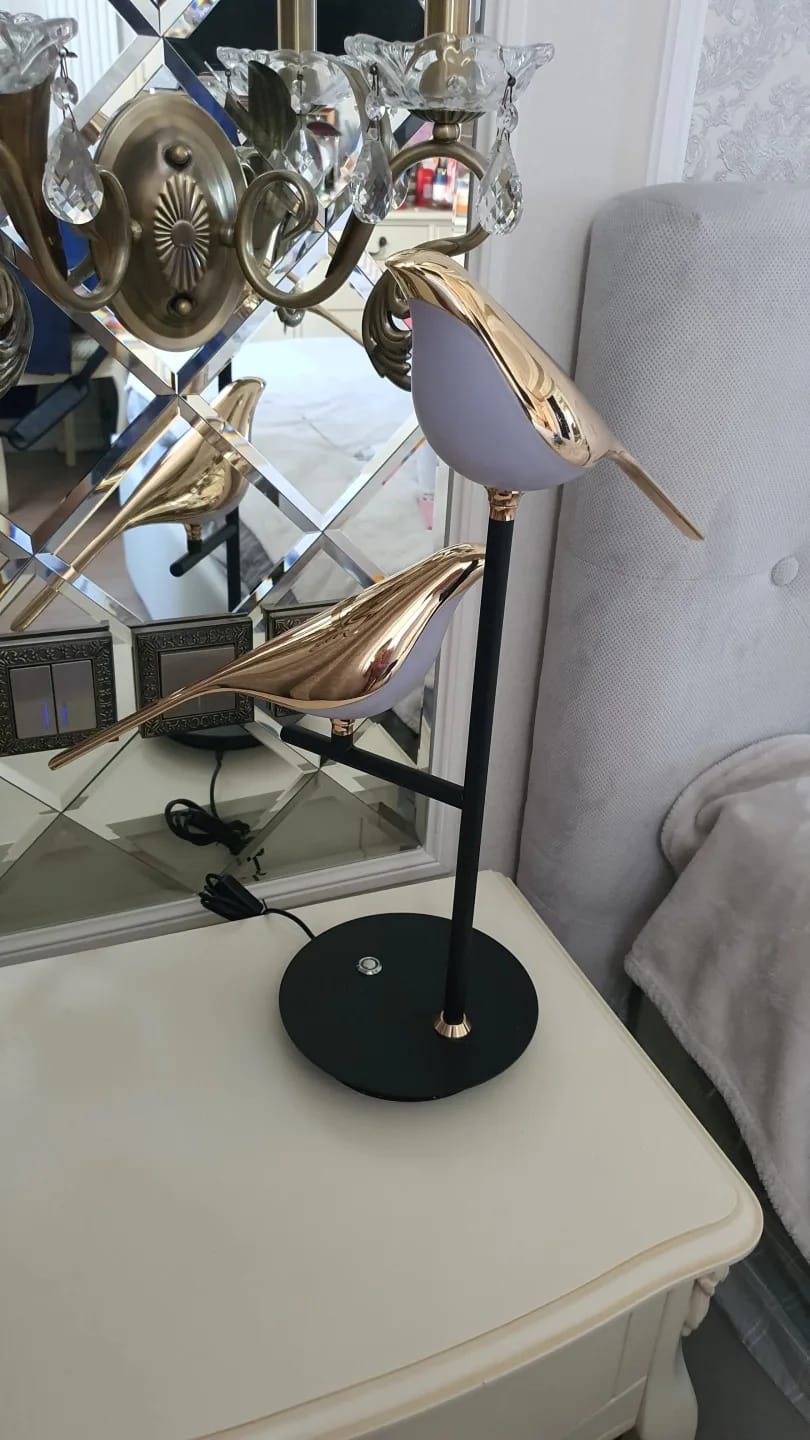 Customer photo review of Bird Table Lamp, Adjustable Angle, Gold, 1 or 2 Heads, 48–53 cm
